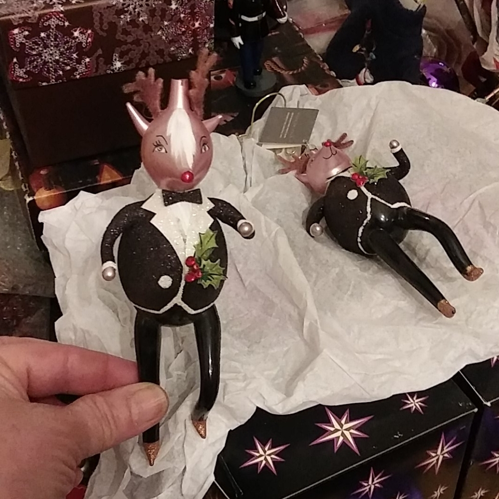 MouthBlown HandPainted Glass reindeer (1ea) 6"